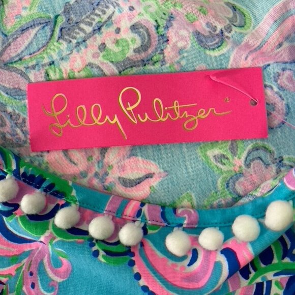 Lilly Pulitzer Etta dress in Blue Horizon Jungle Sunrise - Picture 9 of 16